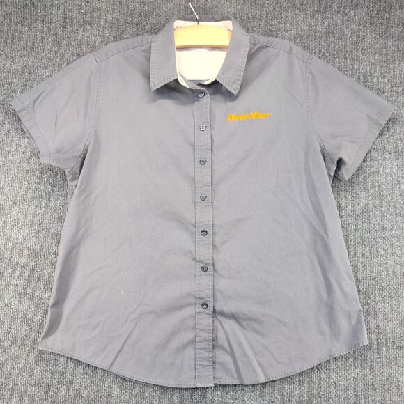 Port Authority Women's Button Front Shirt Gray XL Wood-Mizer Short Sleeve - Picture 2 of 15